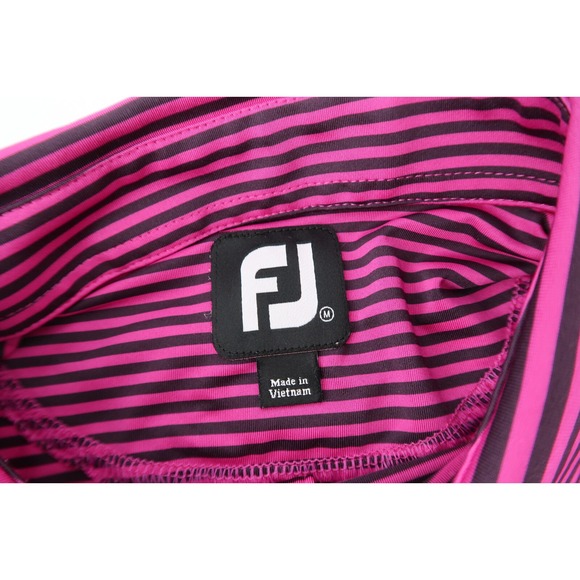 Footjoy Men's Medium Purple Striped Golf Performance Polo Shirt Military Marines - Picture 4 of 7